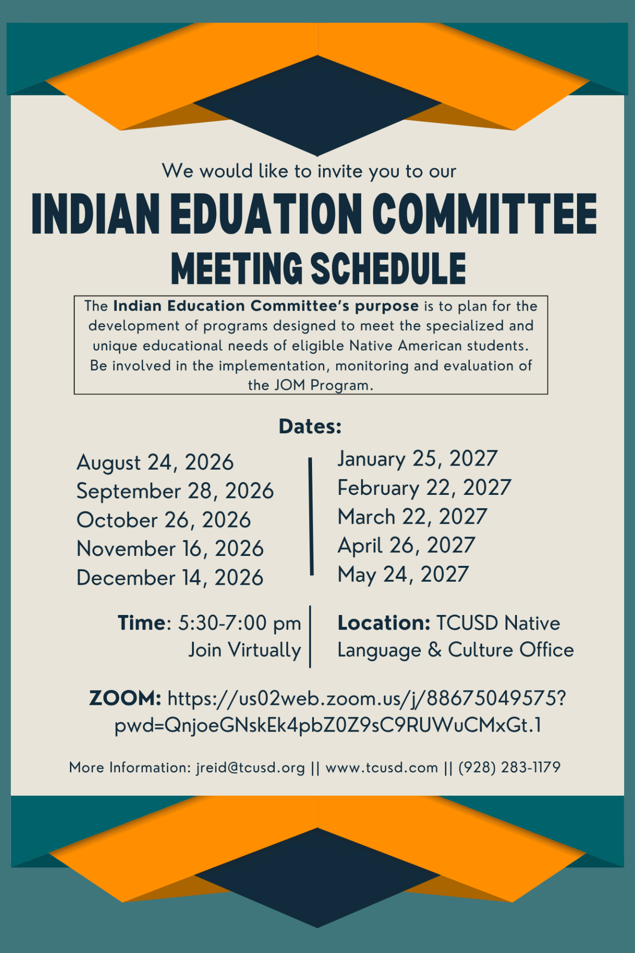 Indian Education Meeting Schedule 2026-2027